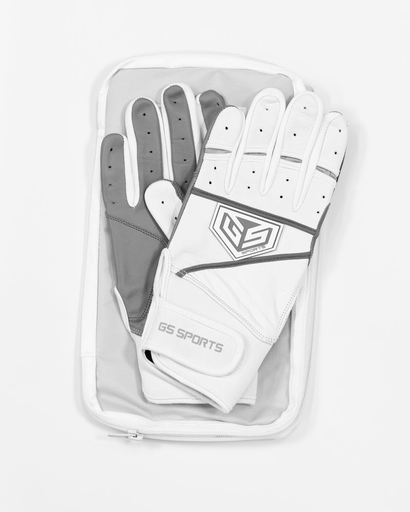 GS Sports Apex Premium Leather Batting Glove - White
