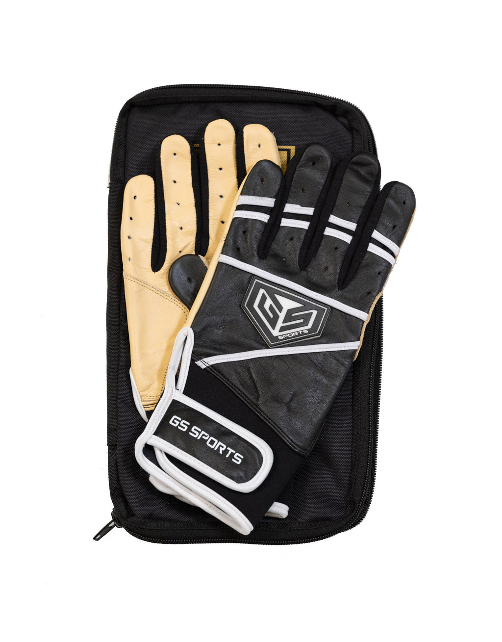GS Sports Apex Premium Leather Batting Glove - Black / Blonde