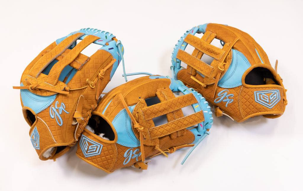 GS Sports Pro Series H Web Ice Cream Ball Glove - Tan with Blue Frosting