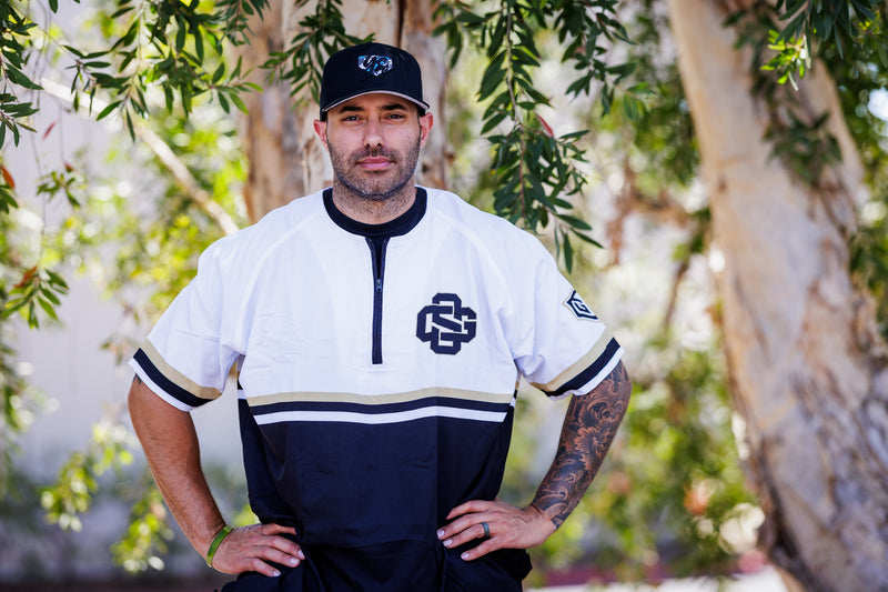 GS Sports SS 1/4 Zip BP Jacket - White / Black