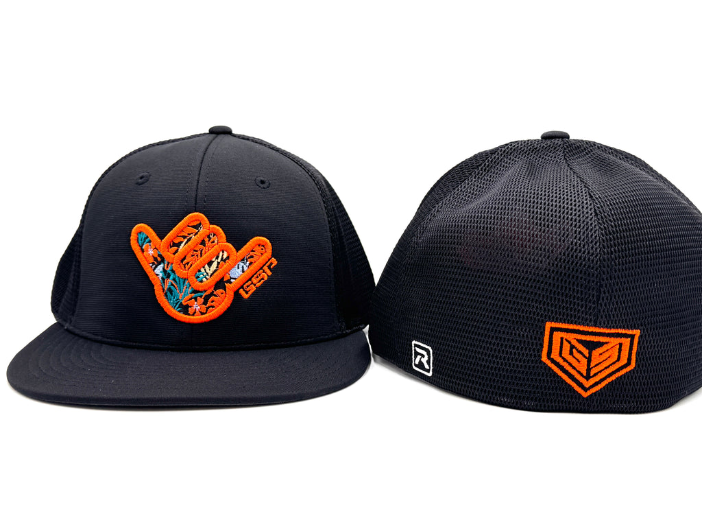 GS Sports Shaka Floral PTS20M Hat - Black with Neon Orange