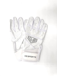 GS Sports Apex V2 Premium Leather Batting Glove - White Chrome Silver