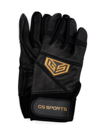 GS Sports Apex V2 Premium Leather Batting Glove - Black Chrome Gold
