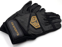 GS Sports Apex V2 Premium Leather Batting Glove - Black Chrome Gold