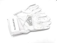 GS Sports Apex V2 Premium Leather Batting Glove - White Chrome Silver