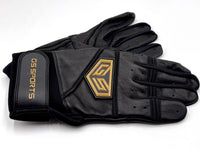 GS Sports Apex V2 Premium Leather Batting Glove - Black Chrome Gold