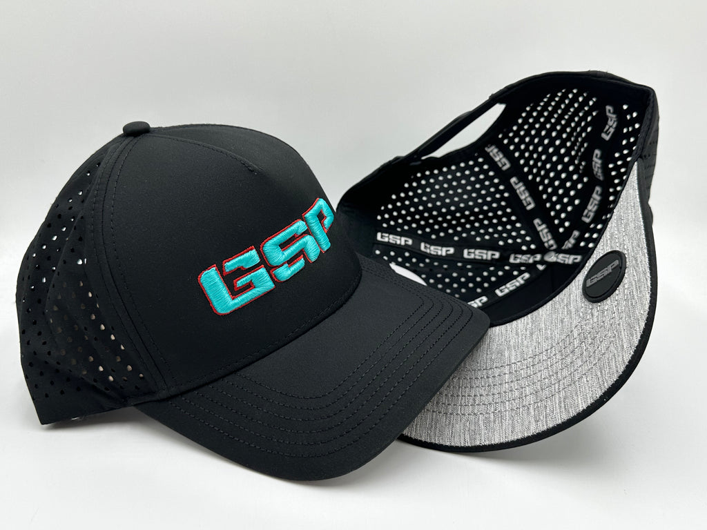 GSP Icon Modern Snapback Hat - Black with Teal Red