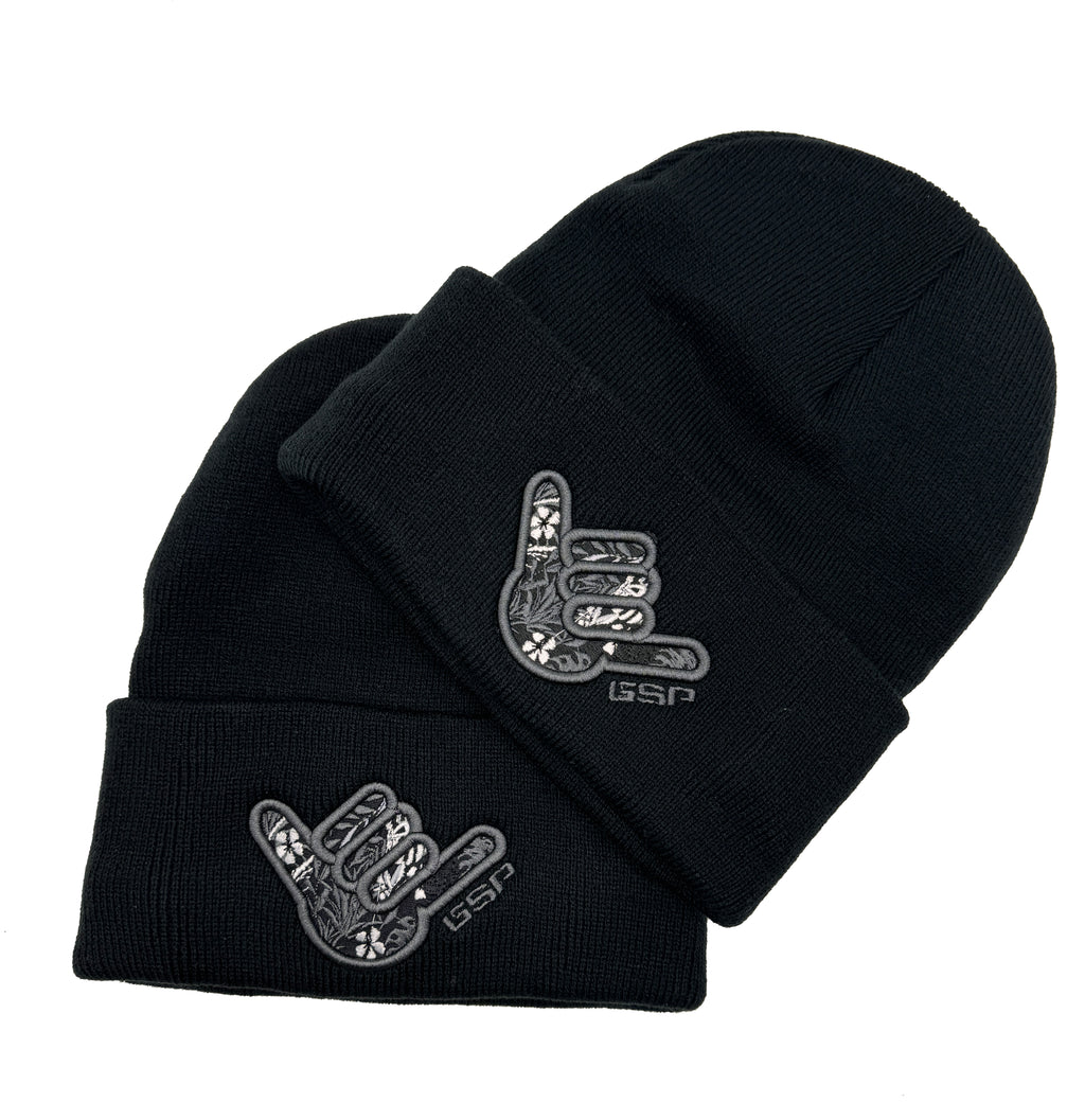 GS Sports Floral Shaka Lined Beanie - Blackout