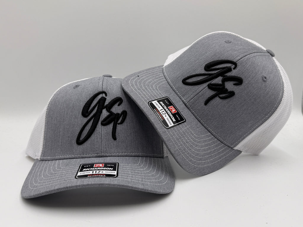 GSP Script Snapback Hat - Heather / White