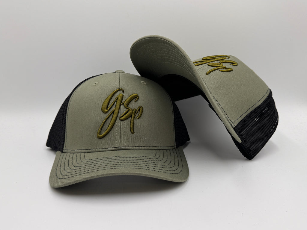 GSP Script Snapback Hat - Army Green / Black