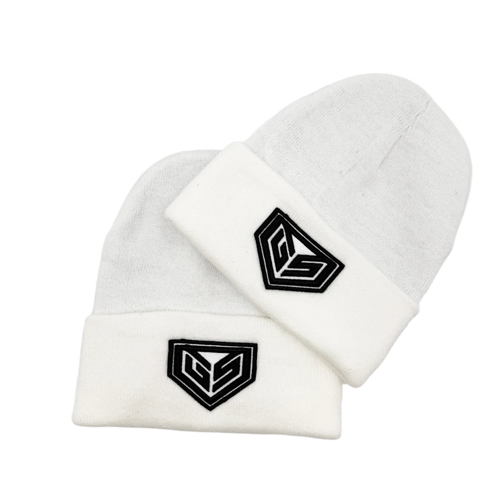 GS Sports Crest Lined Beanie - White with Black Logo