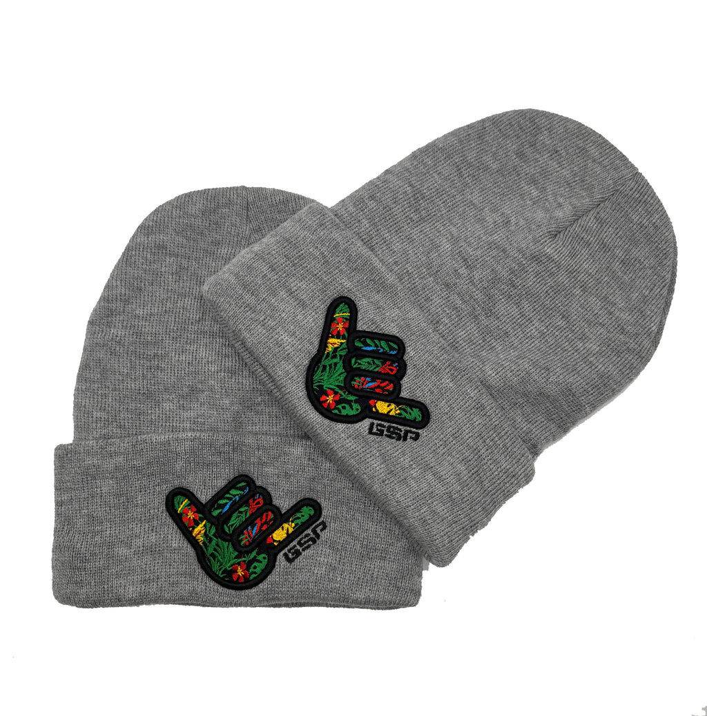 GS Sports Floral Shaka Lined Beanie - Heather Grey