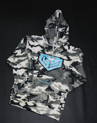 GS Sports Crest Heavyweight Fleece Hoodie - Snow Camo with Chalk Blue