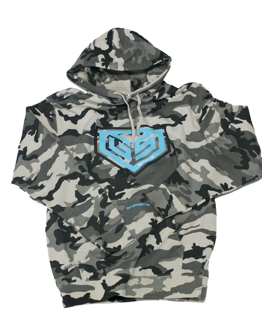 GS Sports Crest Heavyweight Fleece Hoodie - Snow Camo with Chalk Blue