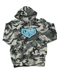 GS Sports Crest Heavyweight Fleece Hoodie - Snow Camo with Chalk Blue